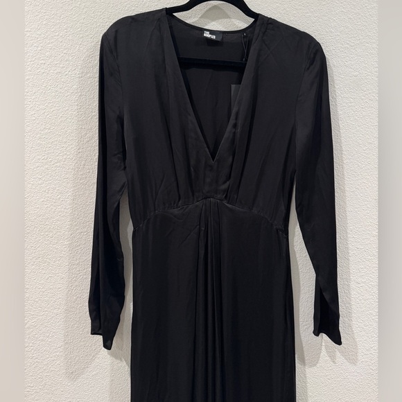 NWT The Kooples Black Long Sleeve V Neckline Maxi Dress Size 2 - Picture 5 of 17